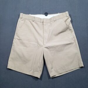 Van Cort Chino Shorts Mens 36 Tan Khaki Flat Front Cotton Blend Casual Golf